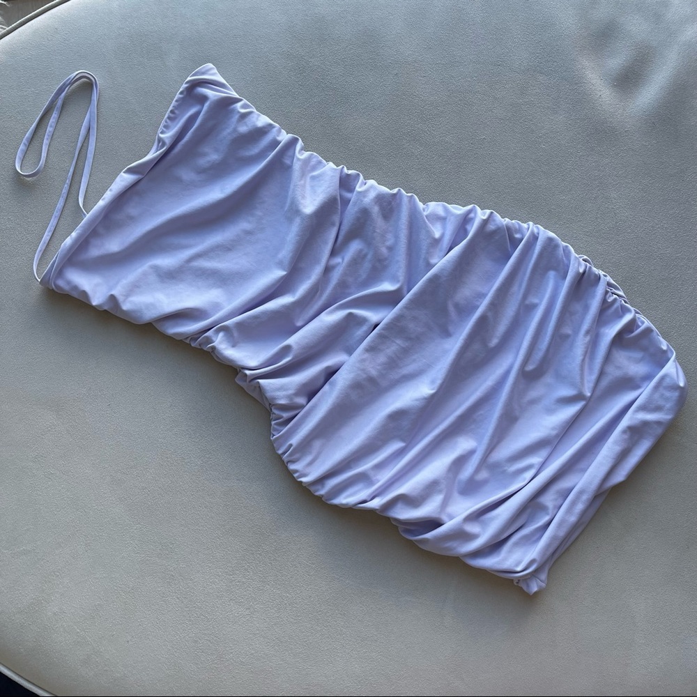 🙈 SOLD 🙈 NWOT Oh Polly collar strap mini ruched dress in lilac - Picture 6 of 8
